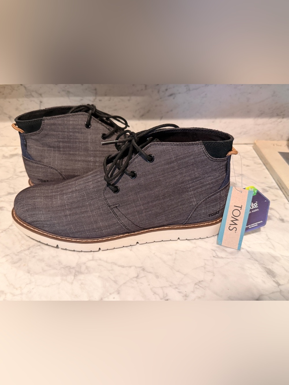 TOMS Men's Navi Boot Color BlackCross Hatch Denim NEW SIZE 10